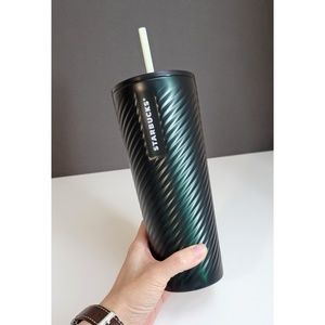 Starbucks 2022 Holiday Green Swirl Stainless Steel Tumbler Cold Cup 24oz Venti